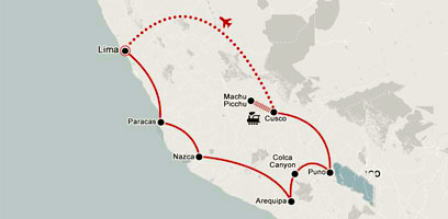 Southern Peru Tour Package Map